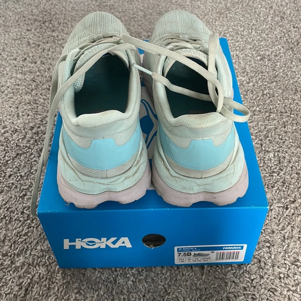 HOKA ONE ONE Mach 4 Tennis Shoes, Blue Glass/Coastal Shade (𝐬𝐞𝐞 𝐩𝐡𝐨𝐭𝐨𝐬)